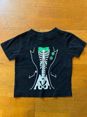 Volcom Little Ruler Boys 2T Skeleton Tuxedo Green Bow Tie T-Shirt